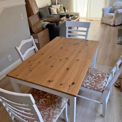 Solid Wood Dining Table And 4 Chairs