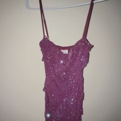 Oh Polly Embellished Mini Dress In Plum-Size-2