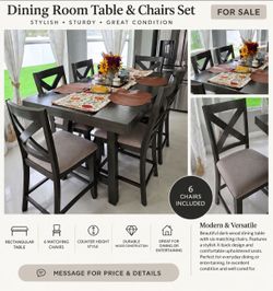 Dining Table & 6 Chairs (Counter Height)