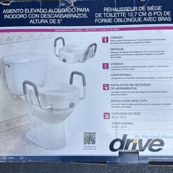 Drive Elongated Raised Toilet Seat with Arms 5" Height - 300 lbs Max 