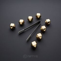 Premium Gold Ice Cubes Set - 8 Ice Cubes Whiskey Stones
