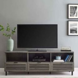 70" Modern TV Stand - Stylish Media Console with Open Shelves, Storage Cabinets & Decorative Slat Do