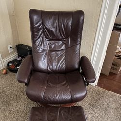 Ekornes Stressless Leather Reclining Chair + Ottoman