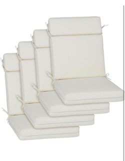 BPS 20 x 17 Inch Outdoor Chair Cushion Set of 4, Fade-Resistant and Water-Resistant Solution-Dyed Polyester Fabric Patio High Back Chair Cushions with