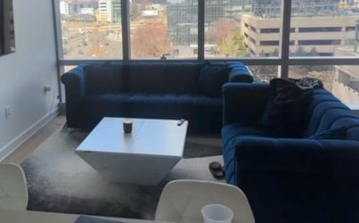 Navy Blue Tufted Chesterfield Sofa Set