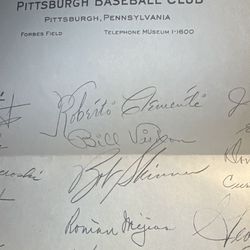 1958 Pittsburg Pirates Team Autos From Pirates Fan Club-Clemente And Mazeroski And 28 Other 