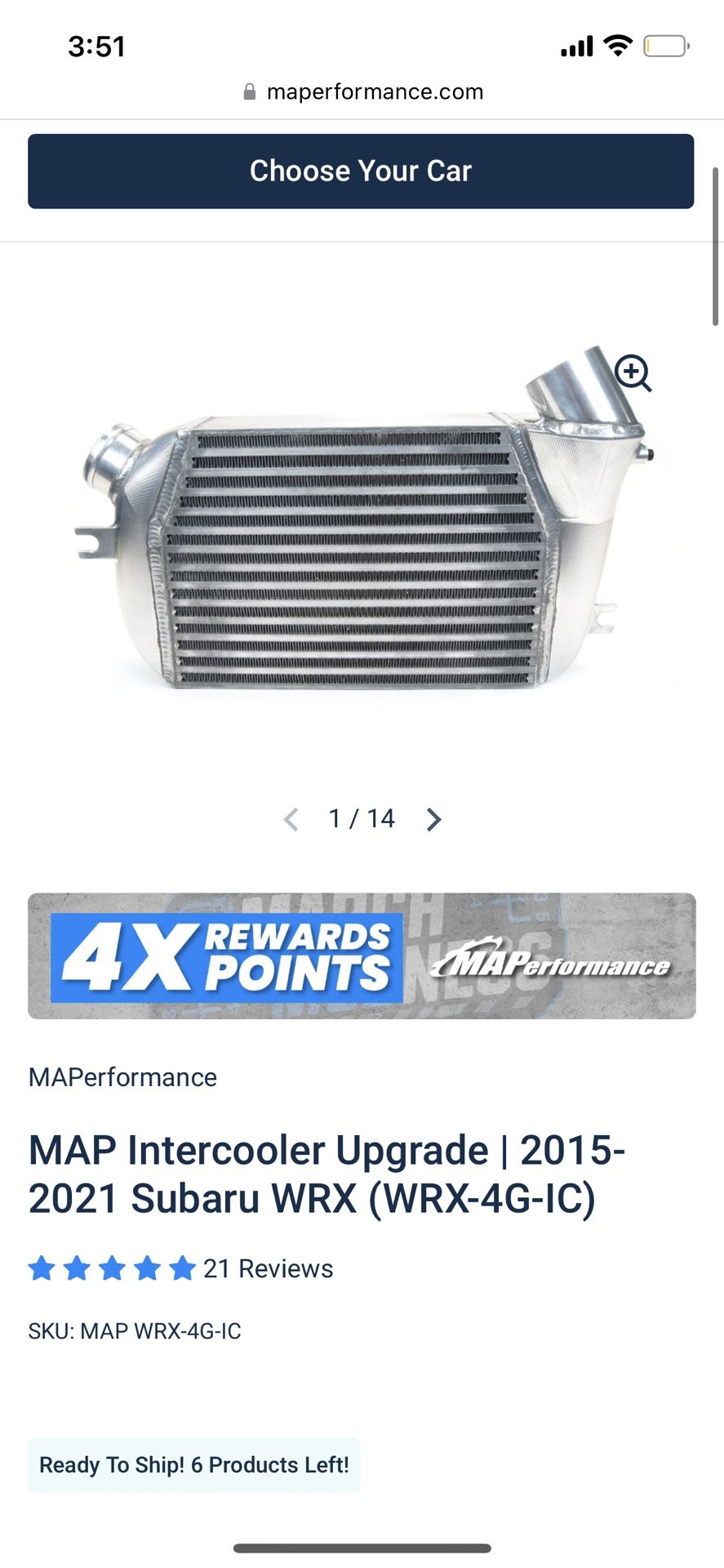 2015 Wrx Ma Performance Top Mount Intercooler