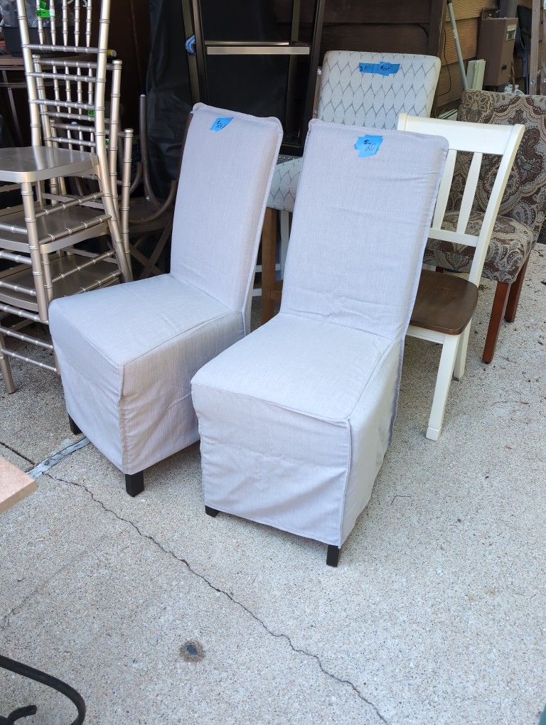 2 New Dining Chairs W/ Slip Covers