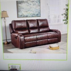 Brown Sofa Recliner W/drop Down Plus USB AND 2 Outlets