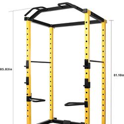 Power Cage Squat Rack with Attachments and Accessories for Home and Garage Gym Exercise Equipment

