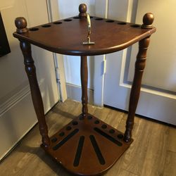 Wood Floor Pool Stick Rack 