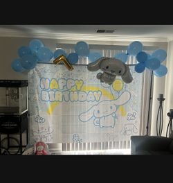 Cinnamaroll Party Backdrop And Cake Topper