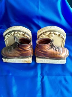 Antique bronzed baby shoe bookends