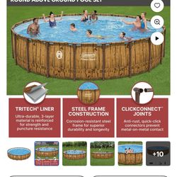 Coleman Power Steel 22' x 52" Round Frame Above Ground Swimming Pool Set
