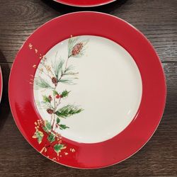 Lenox "Winter Song" Dinner Plates, set of 6 - HUGE!,  11.5 inch , great condition , rarely used, microwave dishwasher safe