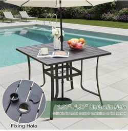 New 36” outdoor black metal patio dining table 