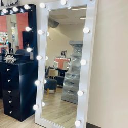 Hollywood Full Body Length Mirror W Power Outlet