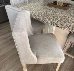 Upholstered Wingback Dining Chair Light Gray