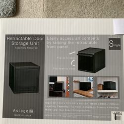Made In Japan, Brand New In Original Box From The Container Store, Retractable Door Storage Unit. Black. Elegant
