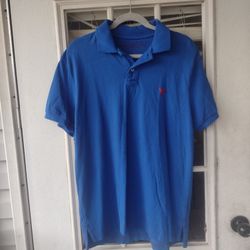 American Eagle Men's Polo Classic Fit Shirt blue 2 two Button Men Large