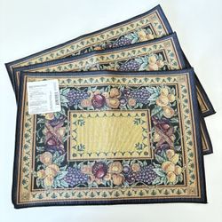 3pc Old World Italy Placemat Fruit Theme 18”x13” Made In USA New Without Tag
