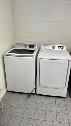 Samsung Top Load Washer + Dryer Set — White, Moisture Sensor