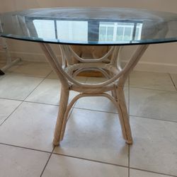 Wicker Glass Table