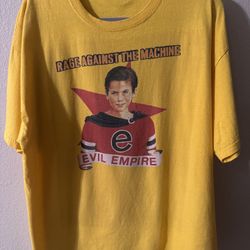 Vintage Rage Against the Machine "Evil Empire" Album Cover T-Shirt - Yellow - 2xl