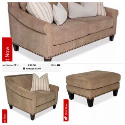 Macy’s new 76 inch couch and chair with ottoman