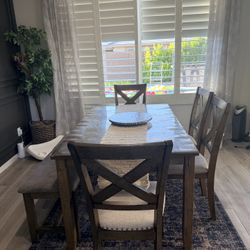 Dining Table With 4 Chairs and Bench 