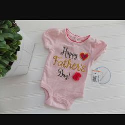 NWT Koala Baby Girls Newborn HAPPY 1ST FATHERS DAY Pink Bodysuit 

