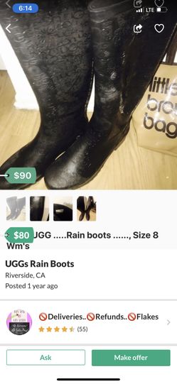 Ugg rain boots 8 wms