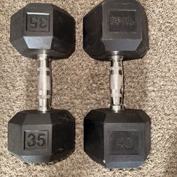 FitRx 40lbs Rubber Hex Dumbbell – Solid Steel Handle, Durable Rubber Coating, Anti-Roll Weight for Fitness, bundle of twos