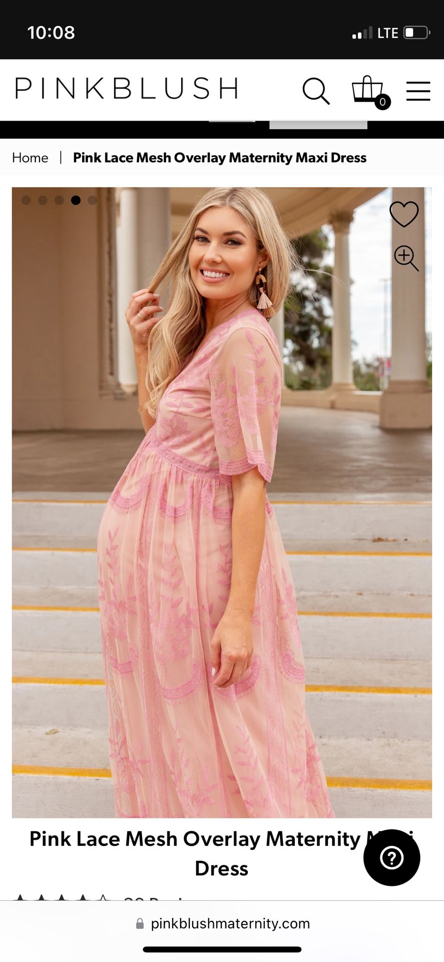 Pink Lace Mesh Overlay Maternity Maxi Dress