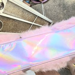 Pink FUZZY Hylographic  Purse