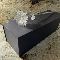 Waterford Crystal Fleurology 14.5” Clear Rose Flower Figurine In Box -154653 