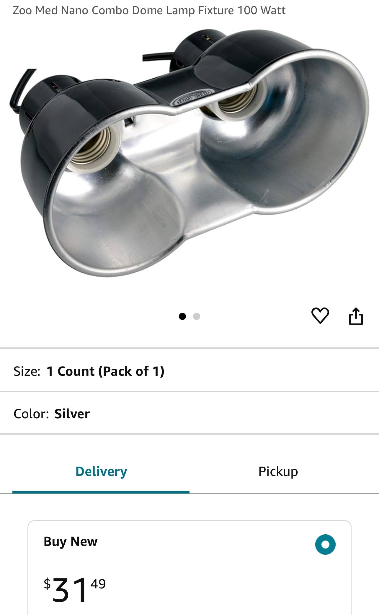 Brand New Double Dome Zoo Med Light