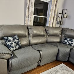 Leather Sectional With 3 Recliners