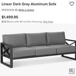 Linear Dark Gray Aluminum Outdoor Sofa And Love Seat - City Furniture