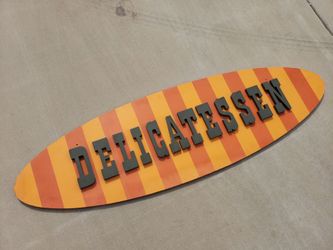 Heavy Wooden 6 foot long DELICATESSEN Raised Letter Sign