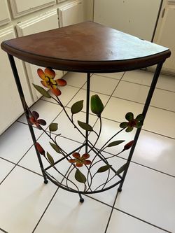 Wood metal corner table