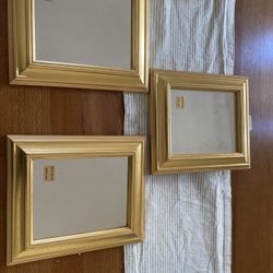 3 Solid Wood Gold Leaf Mirrors