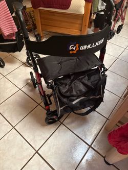 Rolling walker cart with basket and seat
