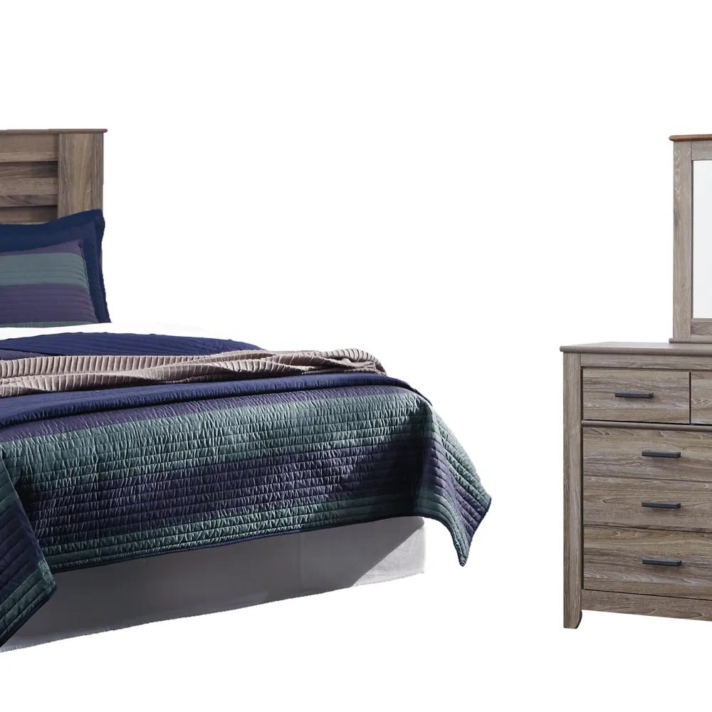 Zelen King/California King Panel Headboard Bed with Mirrored Dresser Limited-Time Discount Blitz
