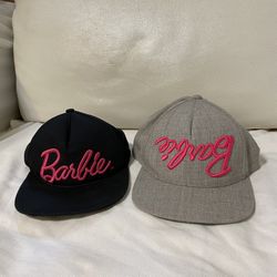 Black And Gray Barbie Pink Logo Hats, Set Of 2