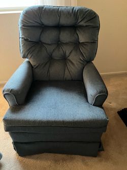 Blue Tufted Fabric Recliner Armchair