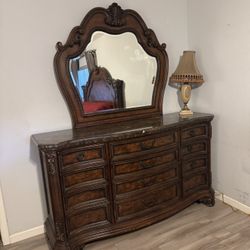 King size Bed and Larger Dresser With mirror 