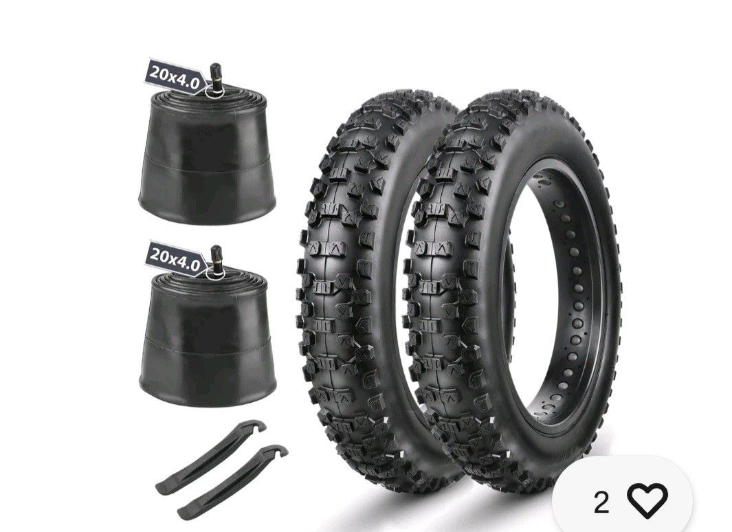 Set Of MOHEGIA Ebike Fat Tire: 20 x 4.0 Inch E-Bike Mountain Bicycle Tires and Tubes  Replacemen...