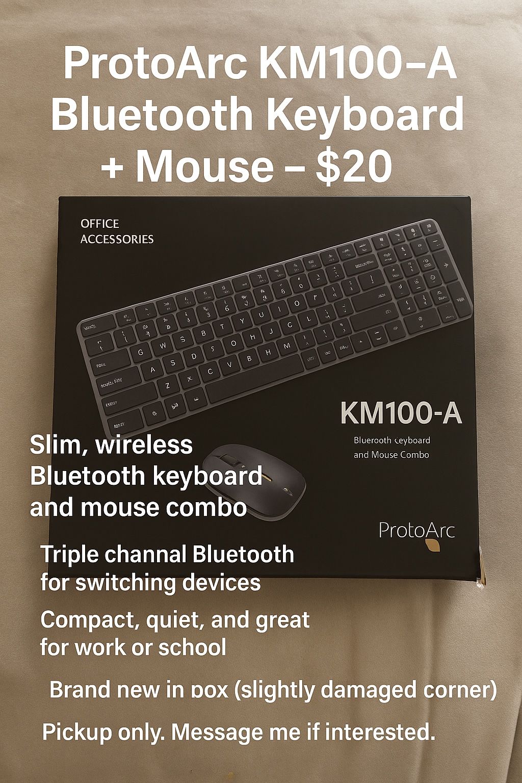ProtoArc KM100-A Bluetooth Keyboard + Mouse – $20