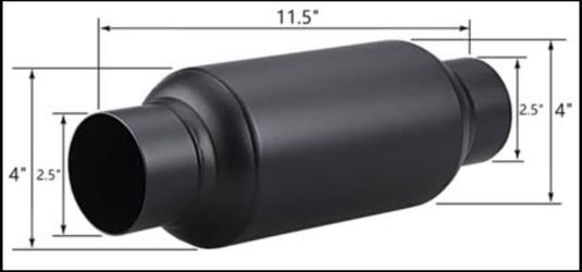 Resonator 2.5in. Inlet & 2.5in. Outlet, 11.5in. Overall Length, Black Powder Coated (1 pc.)